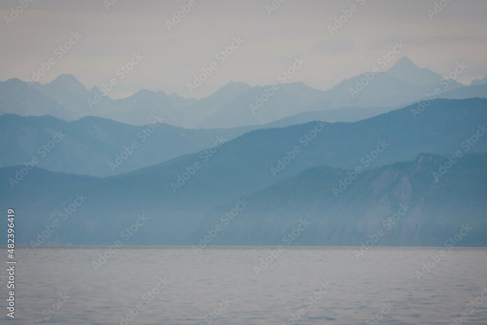Picturesque landscape on Lake Baikal in the Irkutsk region, Russia