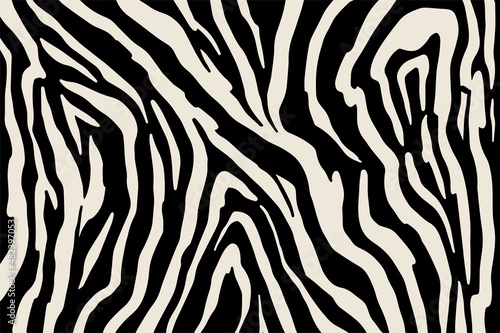 Vector trendy zebra fur print. Animal fur, vector background for Fabric design, wrapping paper, textile and wallpaper. Exotic wild animalistic skin texture.