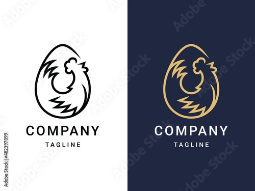CHICKEN EGG ORGANIC FARMING MINIMALIST LOGO TEMPLATE