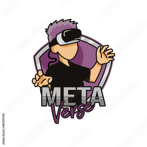 male with Augmented reality google suitable for meta verse  or e-sports logo