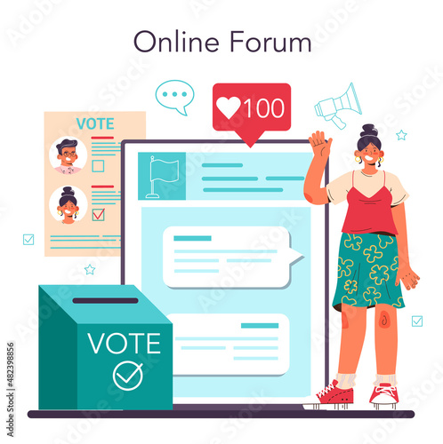 Political scientist online service or platform. Studying of political ideas