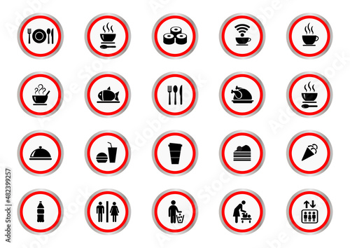 Food icons set, vector illustration