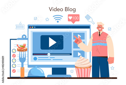 Food critic online service or platform. Professional writer making review