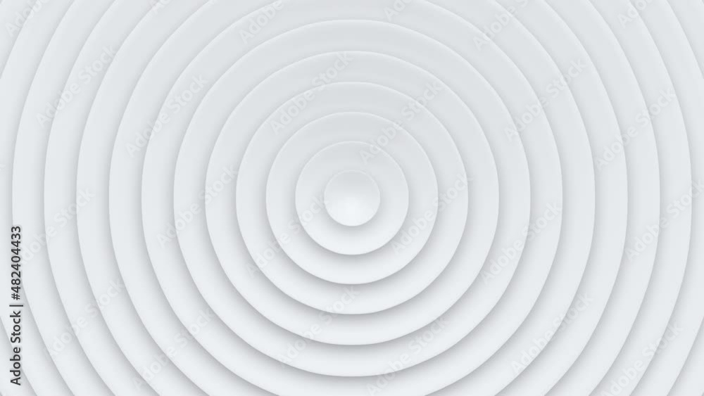 White circles abstract background. Clean modern graphic design. Seamless loop 3D render animation