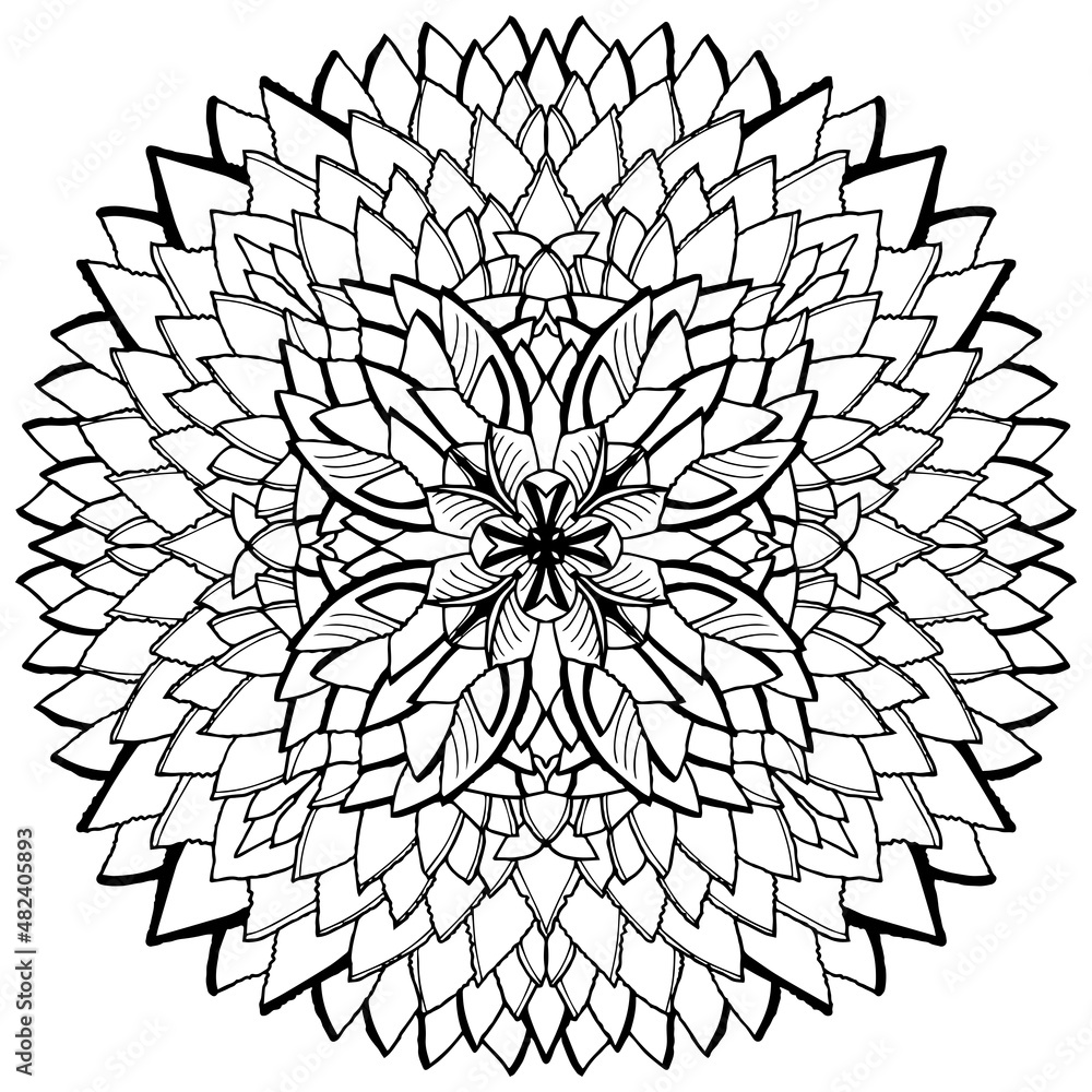Obraz premium Coloring Page for Adult for Fun and Refreshing. Hand Drawn Sketch for Adult Anti Stress Coloring Page.