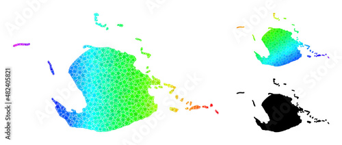Spectral gradiented star mosaic map of Juventud Island. Vector colorful map of Juventud Island with spectral gradients. Mosaic map of Juventud Island collage is made of random colored star items.