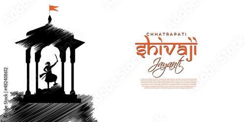 Cuadro en lienzo Vector illustration of chhatrapati shivaji maharaj jayanti,