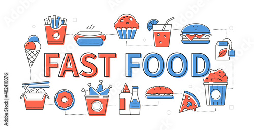 Fast food - line design style modern banner