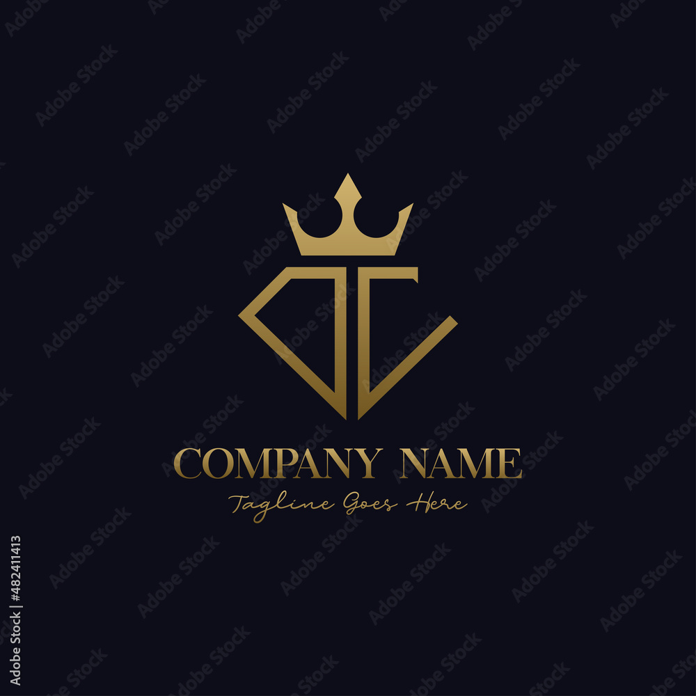 Diamond and crown Letter DC jewelry logo design vector Diamond and crown Letter DC jewelry logo design vector