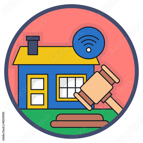 Online foreclosure and bank owned listing Concept, Auction House Property Vector Icon Design, urban and suburban house Symbol, Real Estate and Property Sign, Apartment and Mortgage Stock illustration
