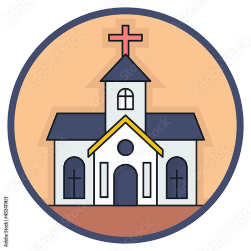 Religious Building Concept, Church Facade Vector Icon Design, urban and suburban house Symbol, Real Estate and Property Sign, Apartment and Mortgage Stock illustration