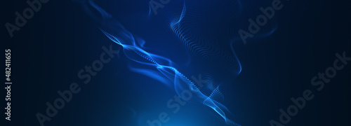 Blue particles wave background. Abstract dynamic mesh. Big data technology. landing page © World War III