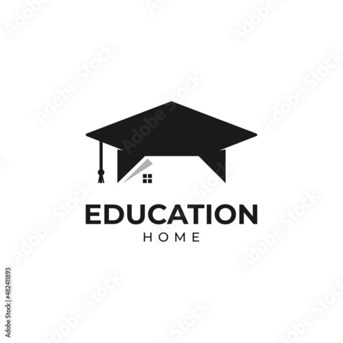 Student housing logo template. Students accommodation vector design. Bachelor cap and house roof logo