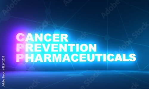 CPP - Cancer Prevention Pharmaceuticals acronym. Neon shine text. 3D Render