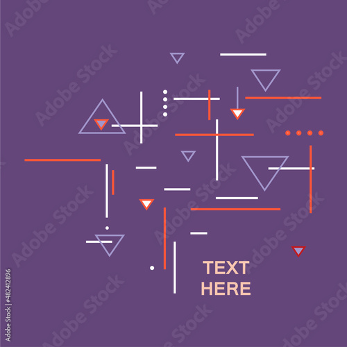 Abstract color lines and triangles on color background Dynamic shapes. Vector simple style design
