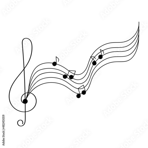 Vector note , melody decoration for a music concert, festival. Hand drawn musical concept