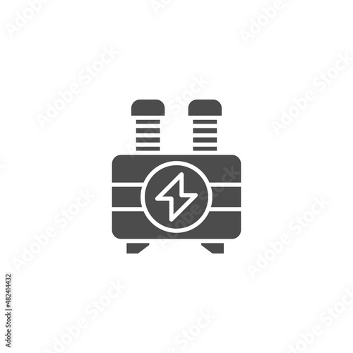 Electric transformer line, filled, color, glyph icon, outline vector sign, linear style pictogram isolated on white. High voltage power station symbol, logo illustration. Editable stroke