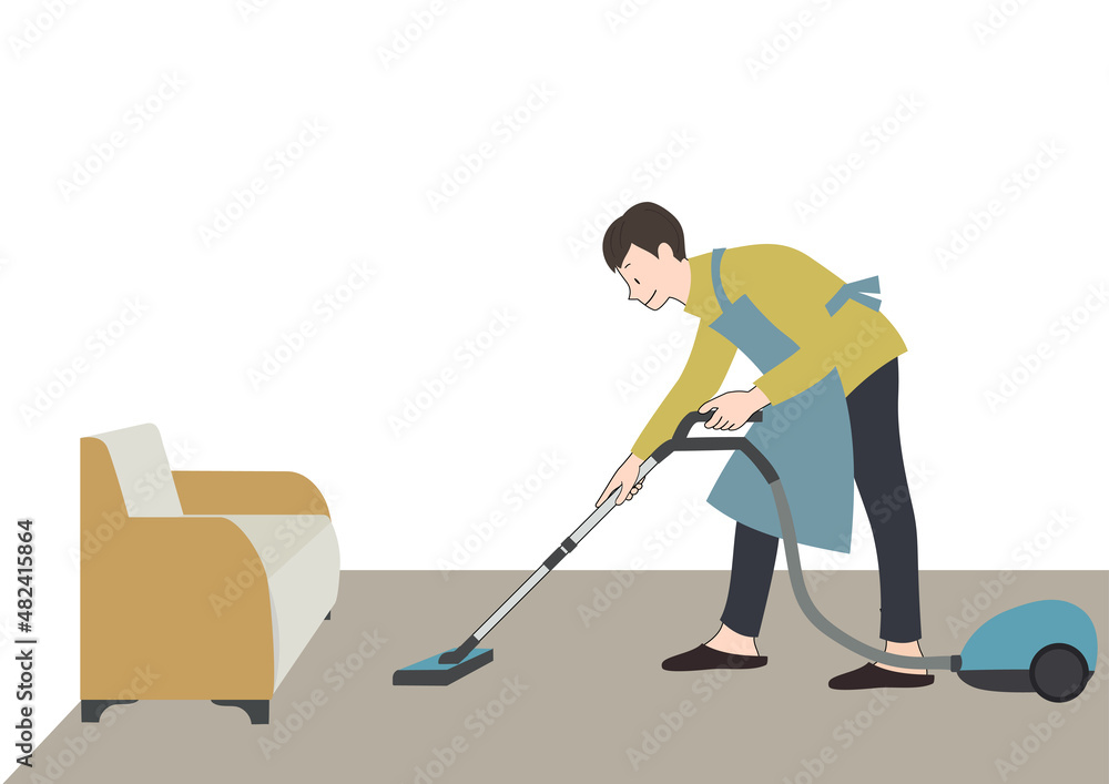 イラスト素材 エプロンをして笑顔で掃除機をかける男性 家事代行 家事分担等のイメージに Stock Vector Adobe Stock イラスト素材 エプロンをして笑顔で掃除機をかける男性 家事代行 家事分担等のイメージに Stock Vector Adobe Stock