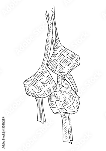 Ramadan theme ketupat hand drawn illustration © OutsiderCreative