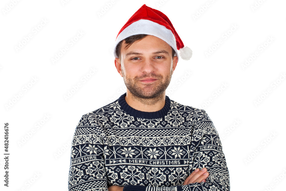 Handsome man with santa hat Handsome man with santa hat