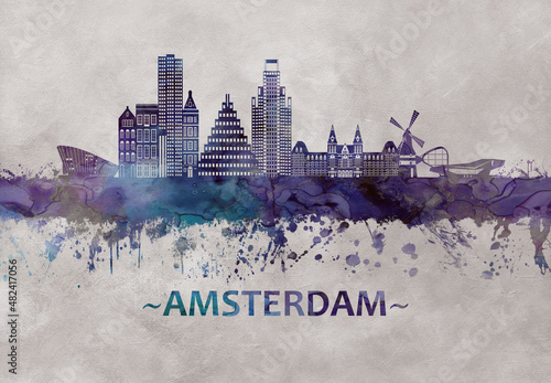 Amsterdam Netherlands Skyline #482417056