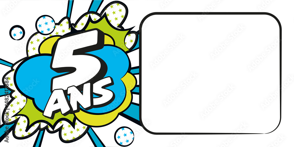 Carte anniversaire 5 ans BD CC BlancBleu Carte anniversaire 5 ans BD CC BlancBleu