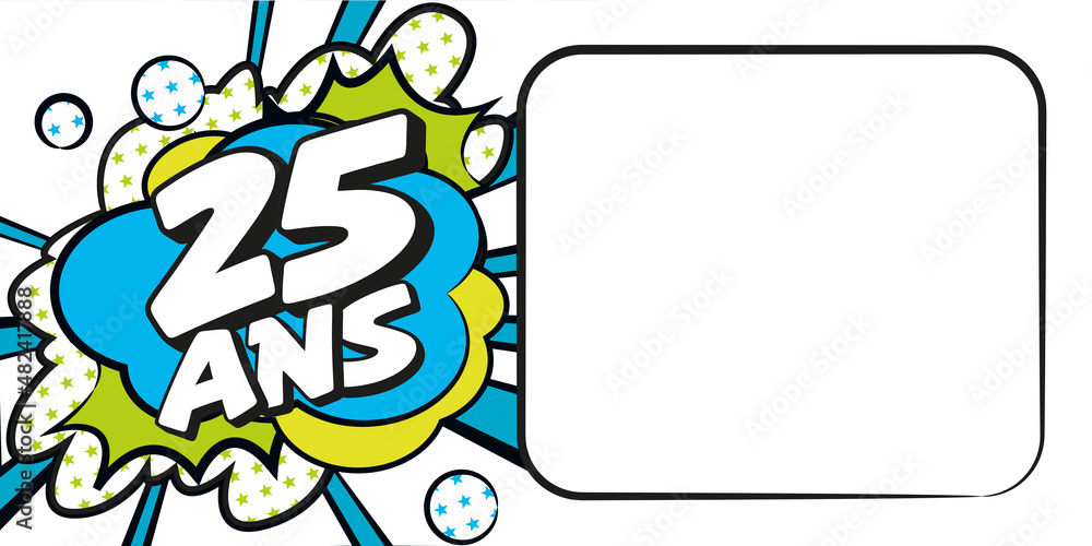 Carte anniversaire 25 ans BD CC BlancBleu Carte anniversaire 25 ans BD CC BlancBleu