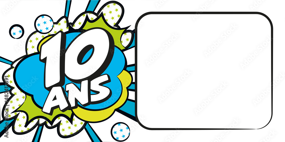 Carte anniversaire 10 ans BD CC BlancBleu Carte anniversaire 10 ans BD CC BlancBleu