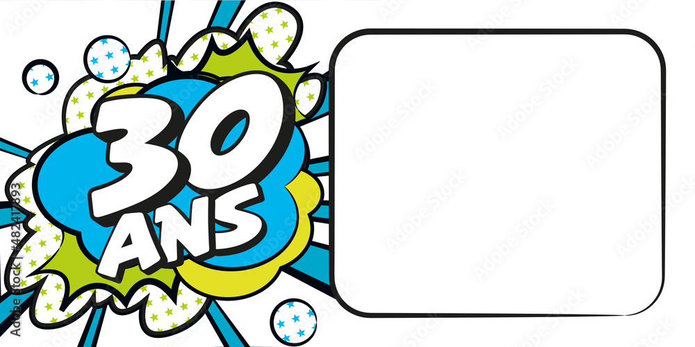 Obraz premium Carte anniversaire 30 ans BD CC BlancBleu