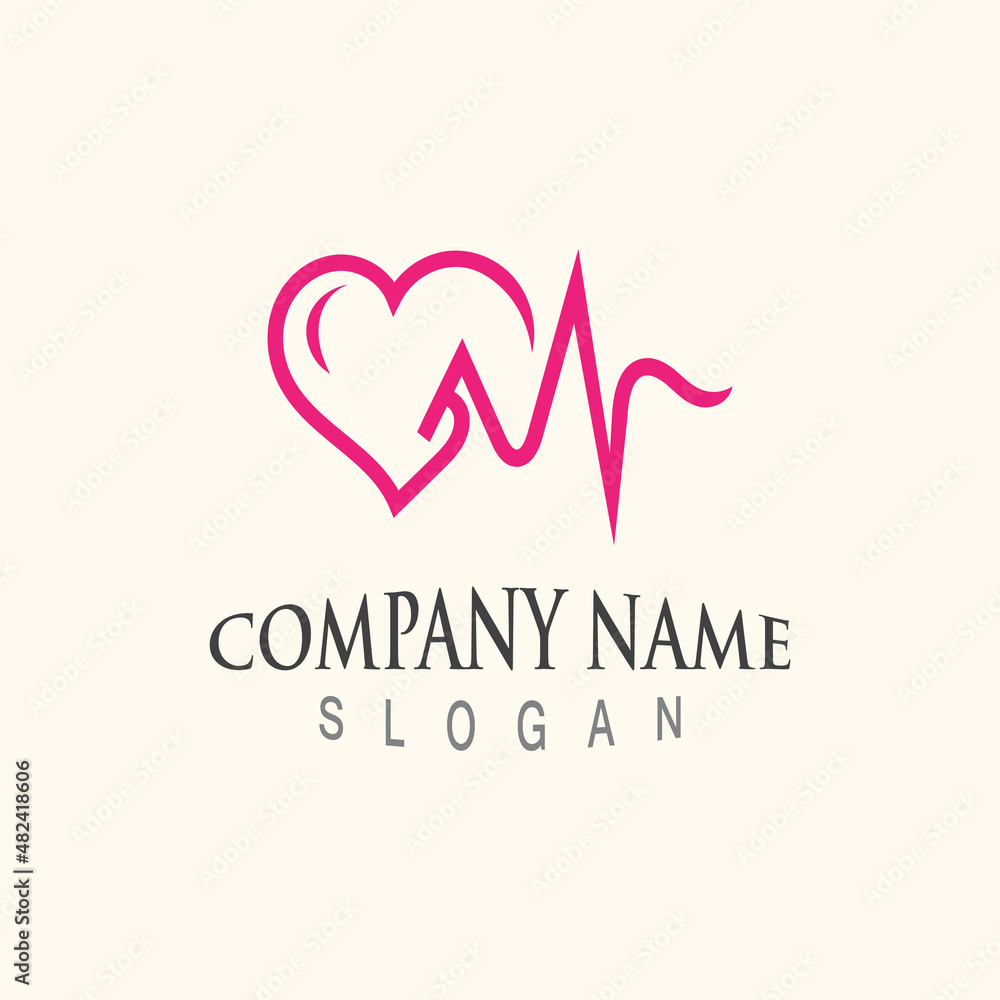 Cardiography heart beat with love logo design inspiration Cardiography heart beat with love logo design inspiration