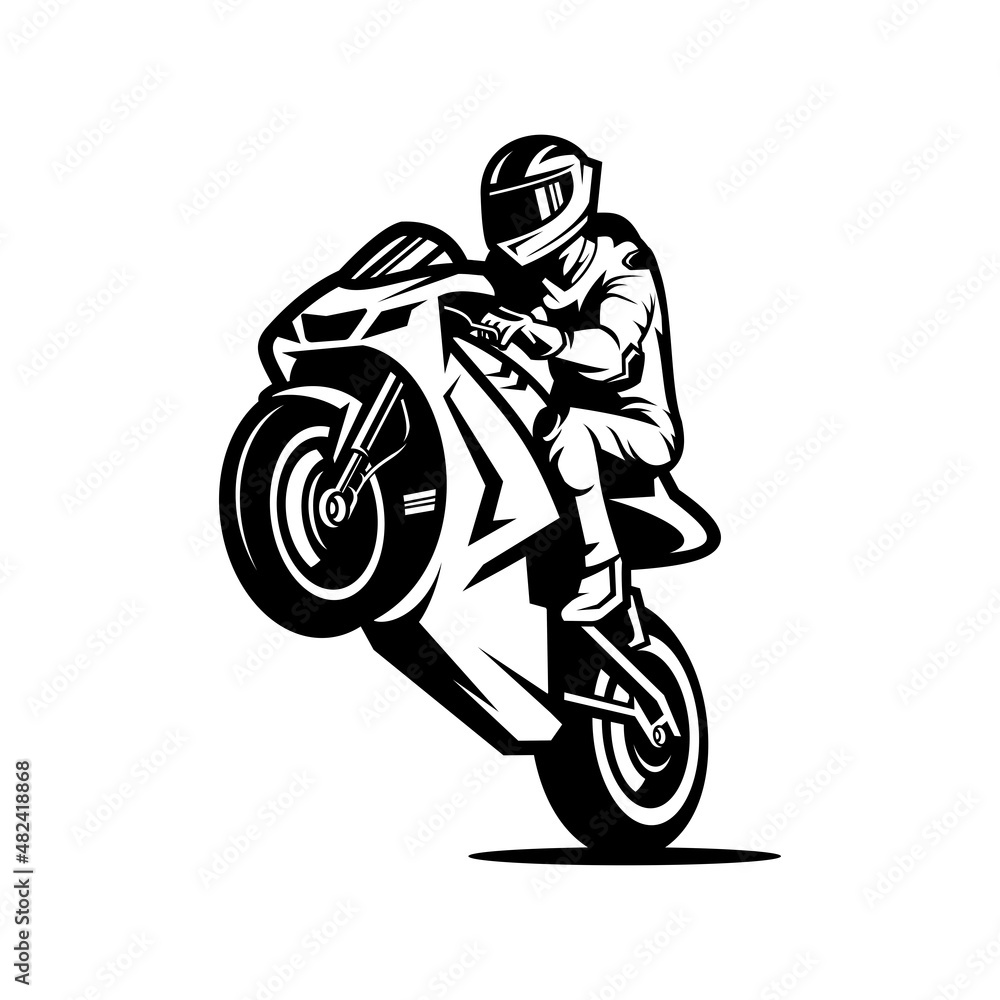 motorsport wheelie logo - obrazy, fototapety, plakaty 