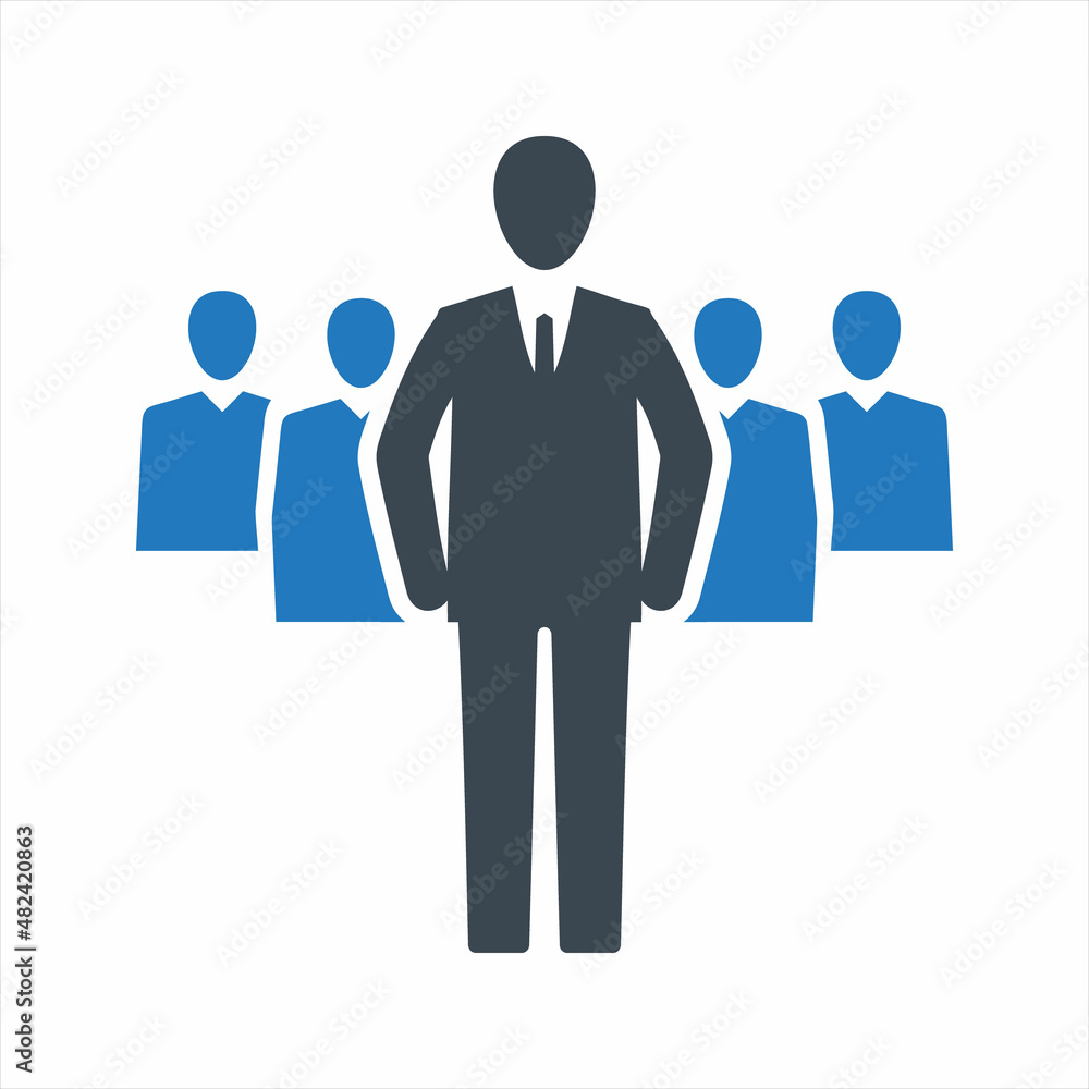 Business team leader icon. Vector and glyph Business team leader icon. Vector and glyph