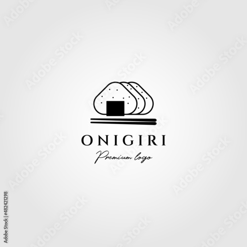 onigiri line art minimalist logo vector illustration design creative food traditional