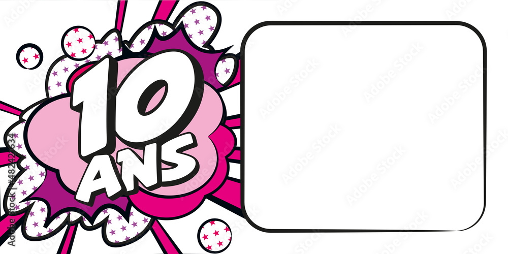 Obraz premium Carte anniversaire 10 ans BD CC BlancRose