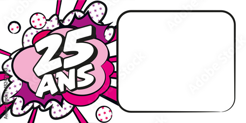 Carte anniversaire 25 ans BD CC BlancRose