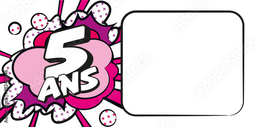 Carte anniversaire 5 ans BD CC BlancRose