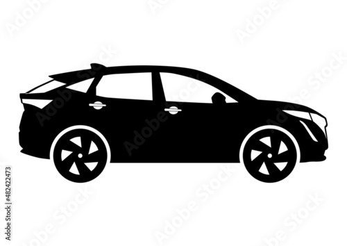 Silhouette of modern electric car. Vector.