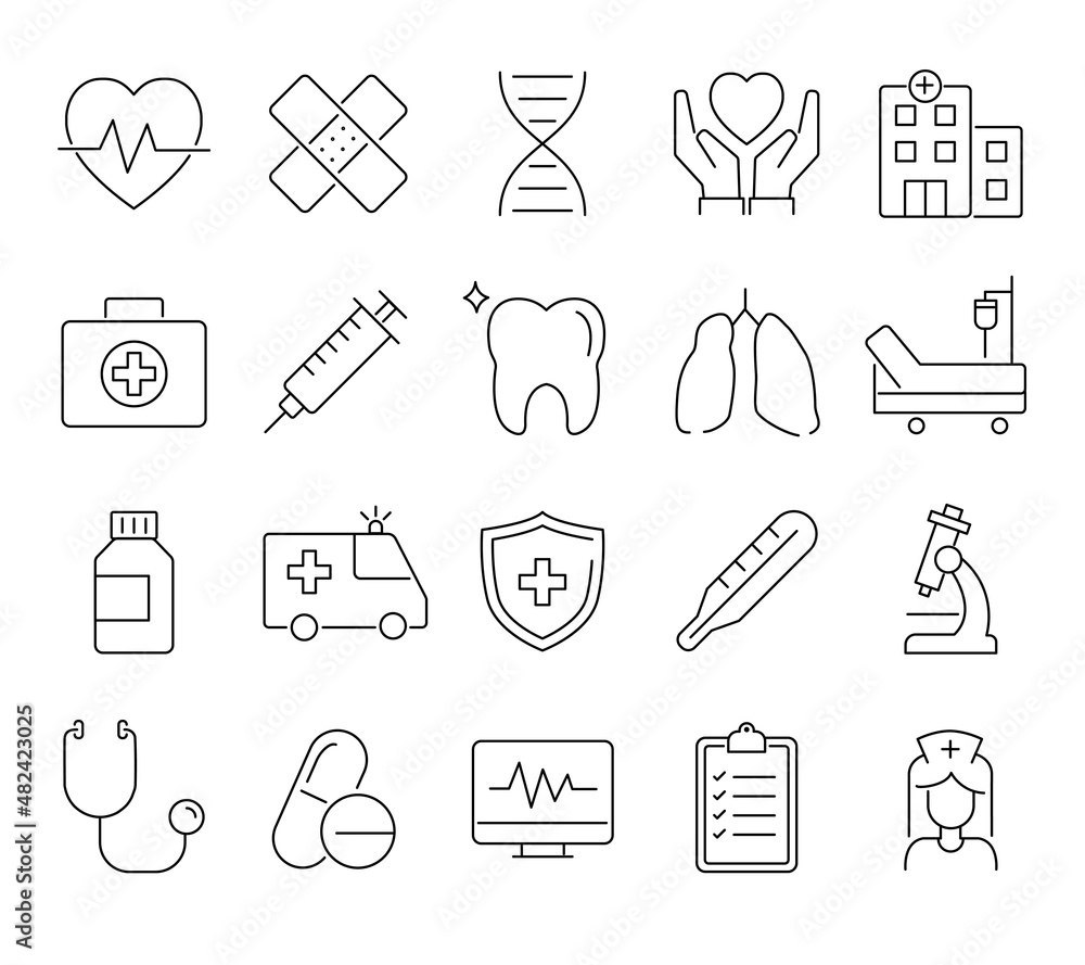 Medicine and health linear icon set. clinic hospital outline symbol collection. Pharmacy and treatment concept. isolated on white background. vector illustration in thin line flat style. Medicine and health linear icon set. clinic hospital outline symbol collection. Pharmacy and treatment concept. isolated on white background. vector illustration in thin line flat style.