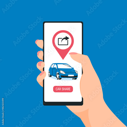 Car sharing concept in flat style, vector