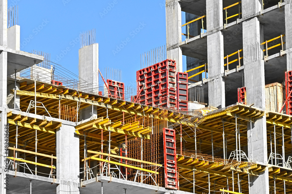 Formwork on construction site