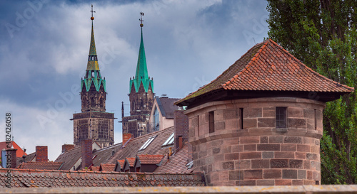 Historical part of the old town of Nuremberg, Franconia, Germany.