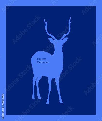 Vector illustration with a deer and an inscription from Harry Potter. Idea for postcards, invitations, posters and valentines