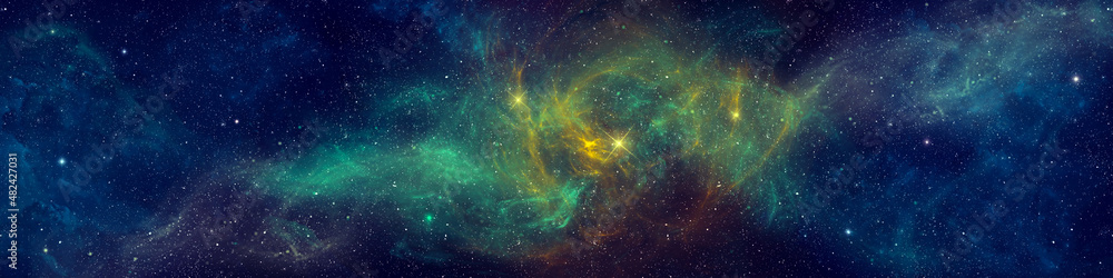 Nebula and stars in night sky web banner. Space background. Nebula and stars in night sky web banner. Space background.