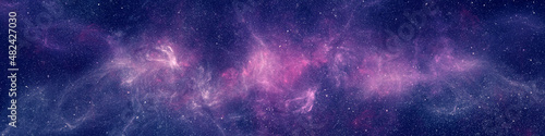 Fototapeta Naklejka Na Ścianę i Meble -  Nebula and stars in night sky web banner. Space background.