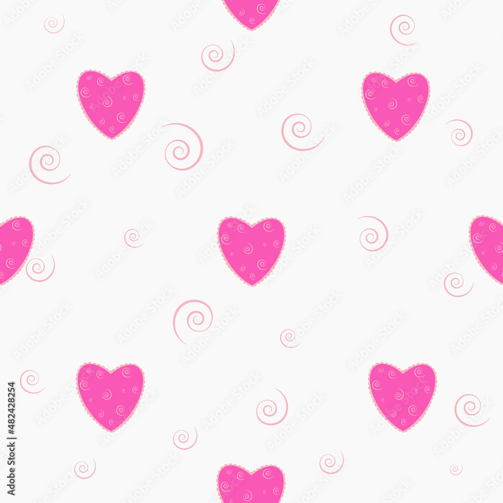 pattern pink hearts on the white backboard