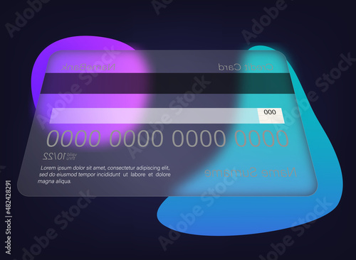 Glassmorphism style. Credit card icon. Cashless payment concept. Realistic glass morphism effect. Vector illustration EPS10