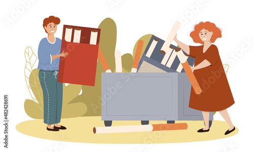 Stop Smoking, Healthy Lifestyle Start, Unhealthy Habit Quit, Lungs Diseases Prevention Flat Vector Concept. Quitting smoking and bad habits, character throwing pack of cigarettes in trash