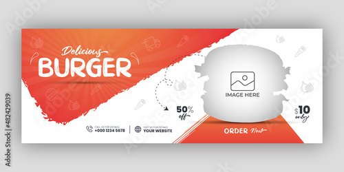 Burger sale food menu social media facebook cover or web banner template