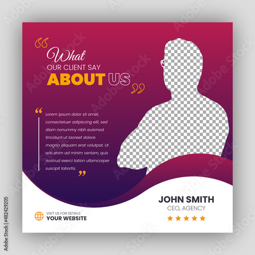 Customer feedback testimonial social media post web banner template