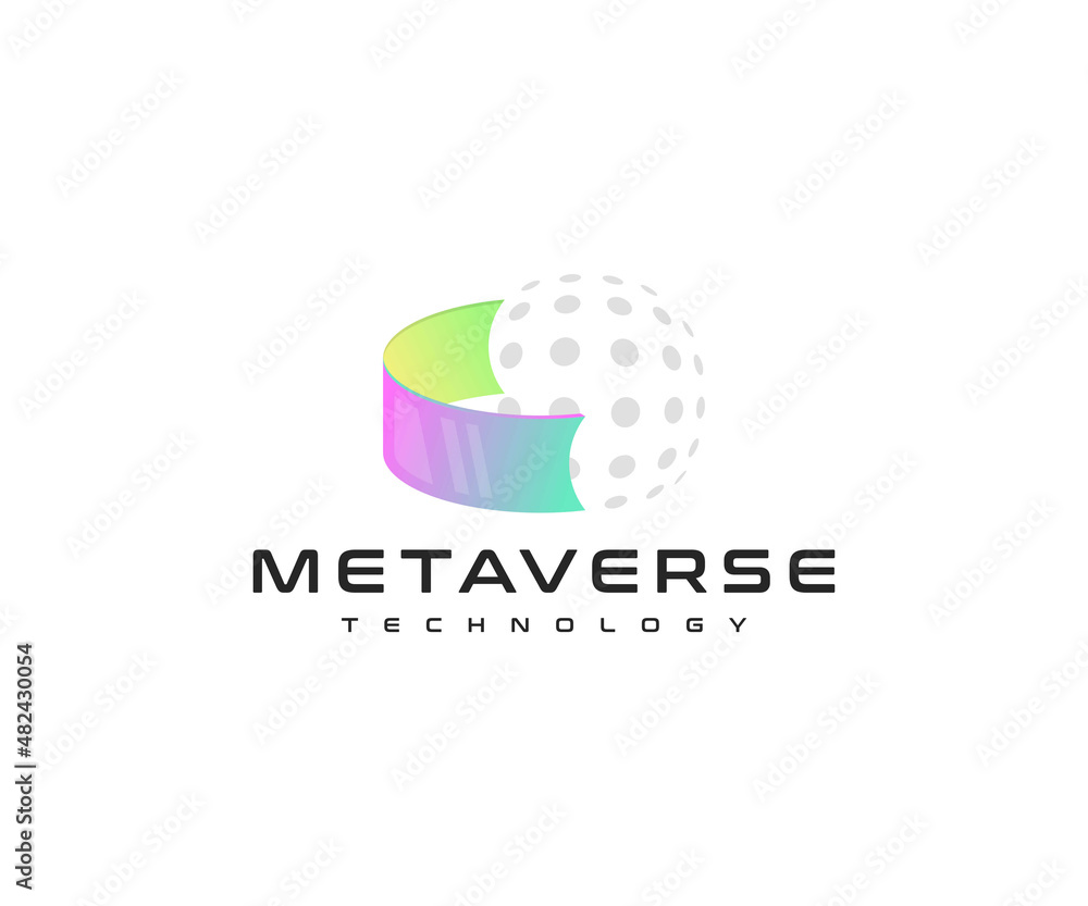Metaverse cyber world technology logo design. Virtual space and digital universe vector design. Augmented reality future technology logotype Metaverse cyber world technology logo design. Virtual space and digital universe vector design. Augmented reality future technology logotype